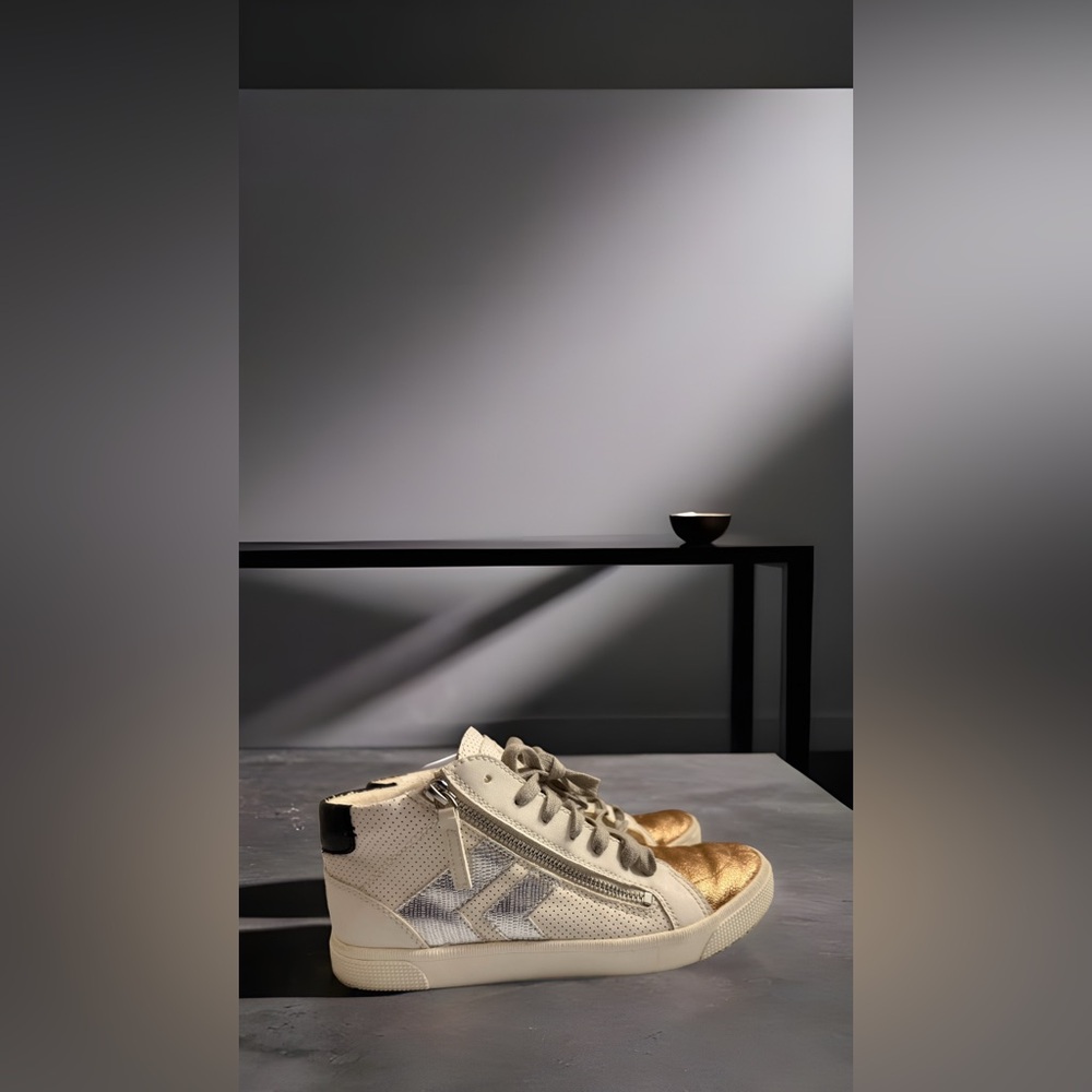 Dolce Vita Metallic Gold and Cream Sneakers